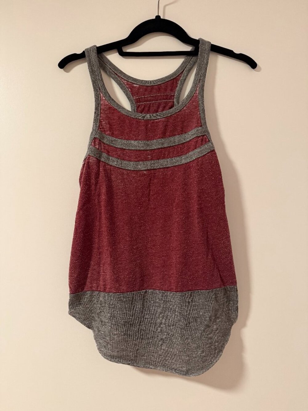 Chaser Burnout Maroon and Grey Tank Top